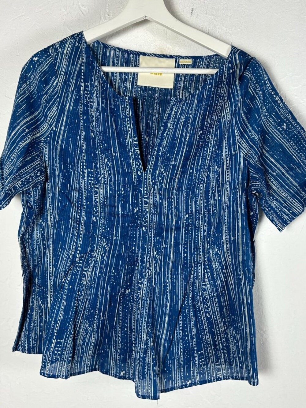 Anthropologie Maeve Orchid Island Top Size 12 Blue Cotton Short Sleeve NWOT